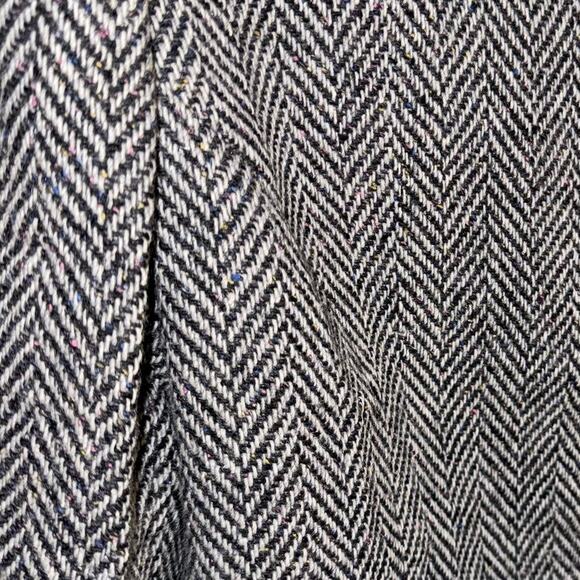 KATE HILL | Black & White Herringbone Peplum Wool Blend Pea Coat | Women's 14P - Picture 3 of 10